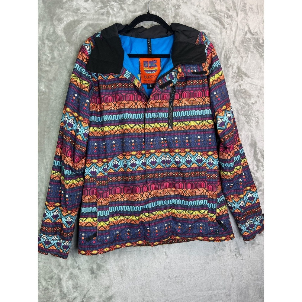 Burton Dryride Women's Large Snowboard Jacket Aztec Tribal Neon Mtn Dew Print